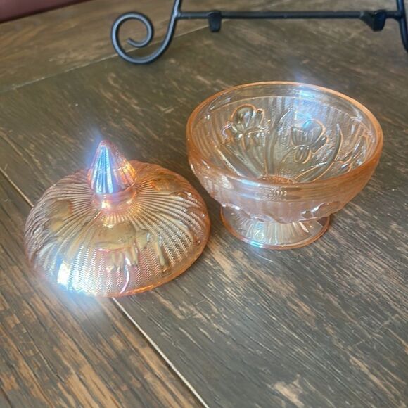 Vintage carnival glass candy dish iris pattern - Picture 3 of 6